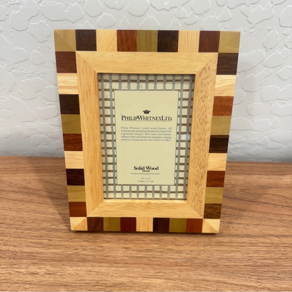 Philip Whitney Ltd Solid Wood Frame Parcheesi 3.5”x5” Handmade Inlaid Lacquered